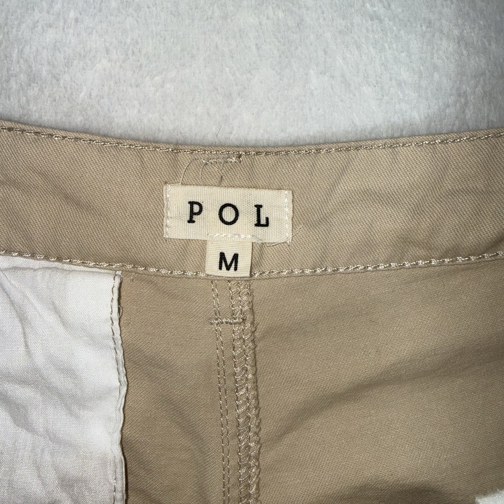 POL Pleated Khaki Pants Women's Size M Wide Leg High Rise Cotton Coastal Boho - Picture 8 of 14